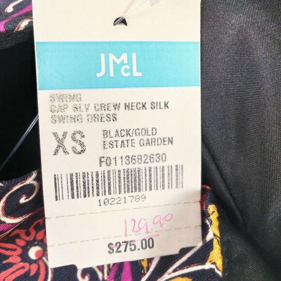 J McLaughlin Swing Dress XS Red Silk Estate Garden Wedding Guest Short Paisley - Picture 4 of 16